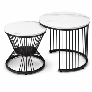 Freya Coffee Table Black | Luxury Marble Nesting Coffee Table Set of 2